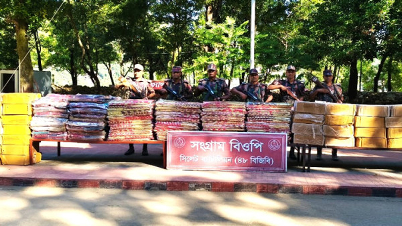 সিলেট সীমান্তে বিজিবির অভিযানে অর্ধকোটি টাকার চোরাই পণ্য জব্দ