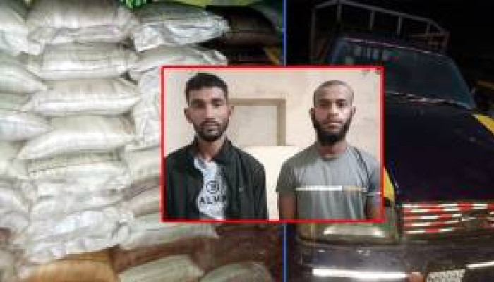 আম্বরখানা-এয়ারপোর্ট সড়কে ভারতীয় চিনির চালানসহ গোয়াইনঘাটের ২ যুবক আটক