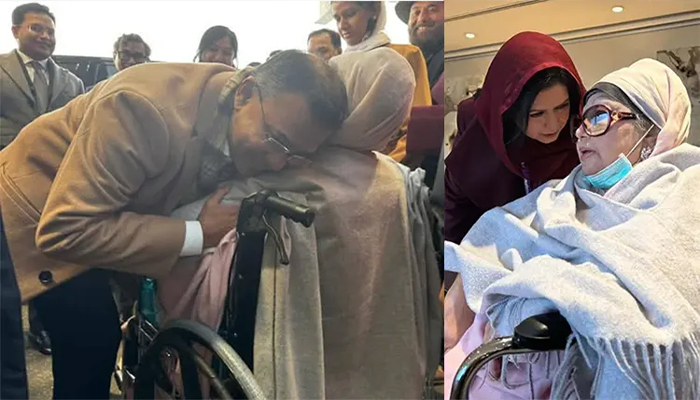 লন্ডনে পৌঁছেছেন খালেদা জিয়া, মাকে স্বাগত জানালেন তারেক রহমান