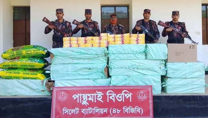 সিলেট সীমান্তে ৬ মাসে ১২০ কোটি টাকার চোরাই পণ্য জব্দ, আটক ৪৫
