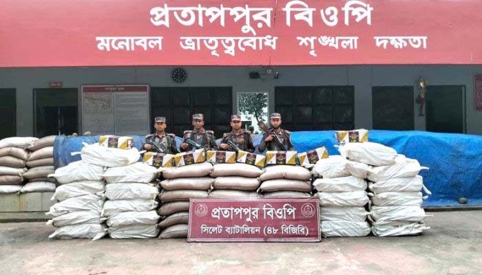 সিলেট সীমান্তে সোয়া কোটি টাকার অবৈধ পণ্য জব্দ