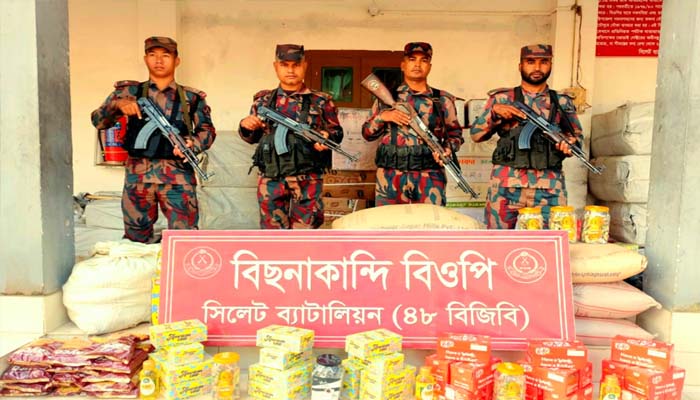 সিলেট সীমান্তে বিজিবির অভিযানে দেড় কোটি টাকার চোরাই পণ্য আটক
