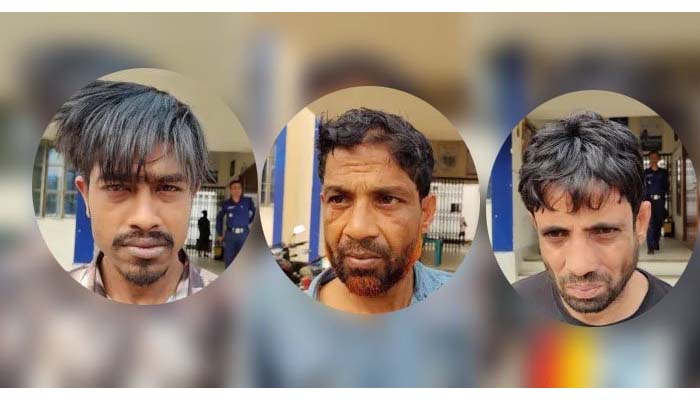 জকিগঞ্জে পুলিশের খাঁচায় ৩ ডাকাত