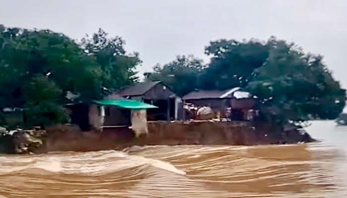 তাহিরপুরে ভারতের পানিতে ভাঙ্গলো বাঁধ, বাড়িঘর ক্ষতিগ্রস্ত