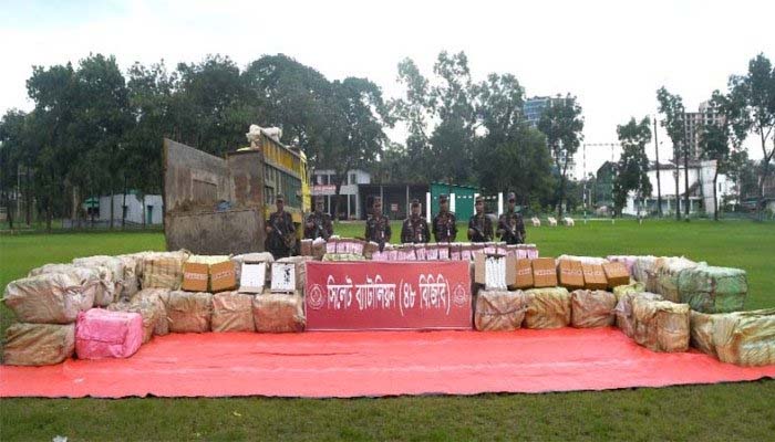 হরিপুরে ৩ কোটি টাকার চোরাচালান জব্দ
