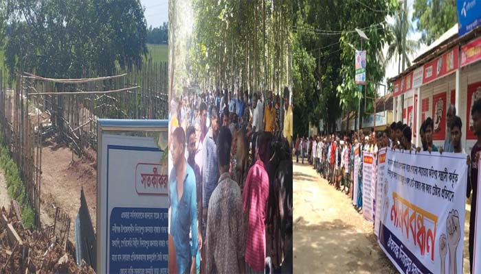 প্রতিবাদে মানববন্ধন ও প্রতিবাদ সভা : যৌথবাহিনী বন্ধ করেছে জনতার বাজার, জমে উঠেছে মেলার বাজার