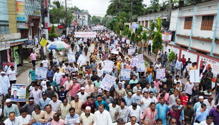 সুনামগঞ্জে জুলাই গণঅভ্যুত্থান দিবস উপলক্ষে বিএনপির বিজয় মিছিল