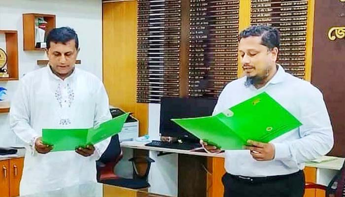 জকিগঞ্জে নির্বাচনের সাড়ে ৩ বছর পর ইউপি চেয়ারম্যানের শপথ নিলেন বিএনপি নেতা হাসান