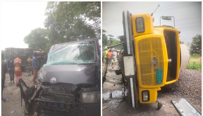জৈন্তাপুরে সড়ক দুর্ঘটনা: হাইয়েস-ট্রাক সংঘর্ষে চালক গুরুতর আহত