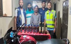 গোয়াইনঘাটে ২৮ বোতল ভারতীয় হুইস্কিসহ মোটরসাইকেল জব্দ, আটক ১