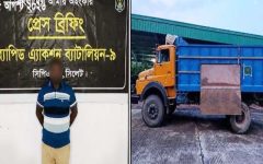 ট্রাকের মেঝেতে গোপন চেম্বার, গোলাপগঞ্জে ৬৮৯ বোতল এসকাফসহ গ্রেপ্তার ১