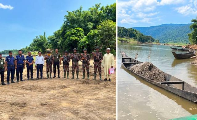 জৈন্তাপুরে টাস্কফোর্সের অভিযান: ১২ বারকি নৌকা ধ্বংস, ৫০ হাজার টাকা জরিমানা