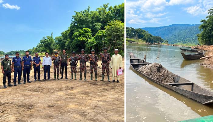 জৈন্তাপুরে টাস্কফোর্সের অভিযান: ১২ বারকি নৌকা ধ্বংস, ৫০ হাজার টাকা জরিমানা