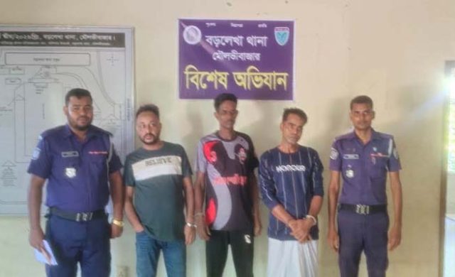 বড়লেখায় মাদকসহ গ্রেপ্তার ৩, মোবাইল কোর্টে সাজা ৩ জনের